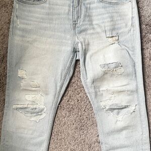Men's Light Blue Distressed Jeans